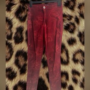 (Size L) Red Snake Print Pants